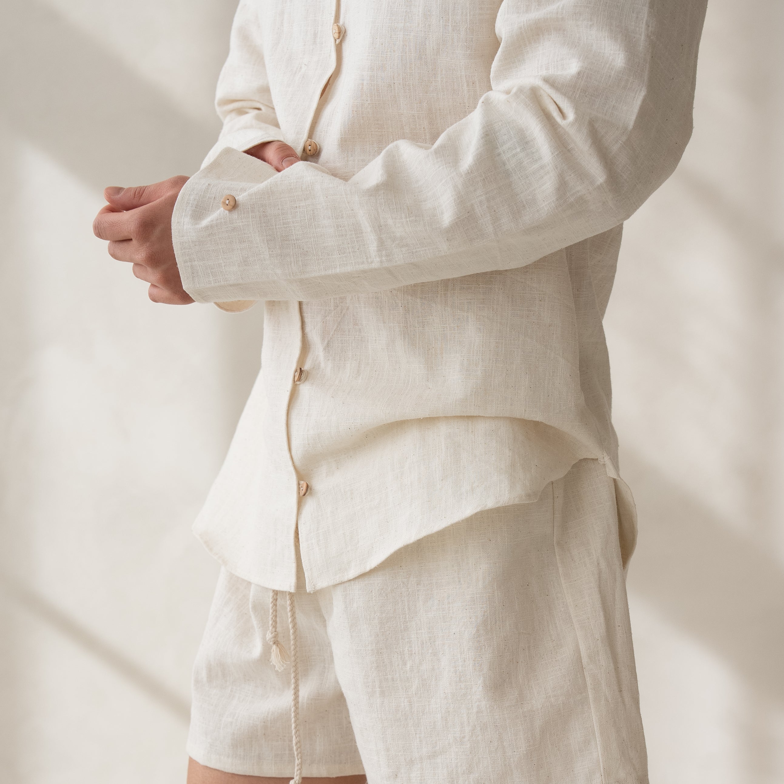 Ecru sleepwear set organic linen