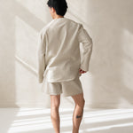 Organic linen pyjamas set man short beige