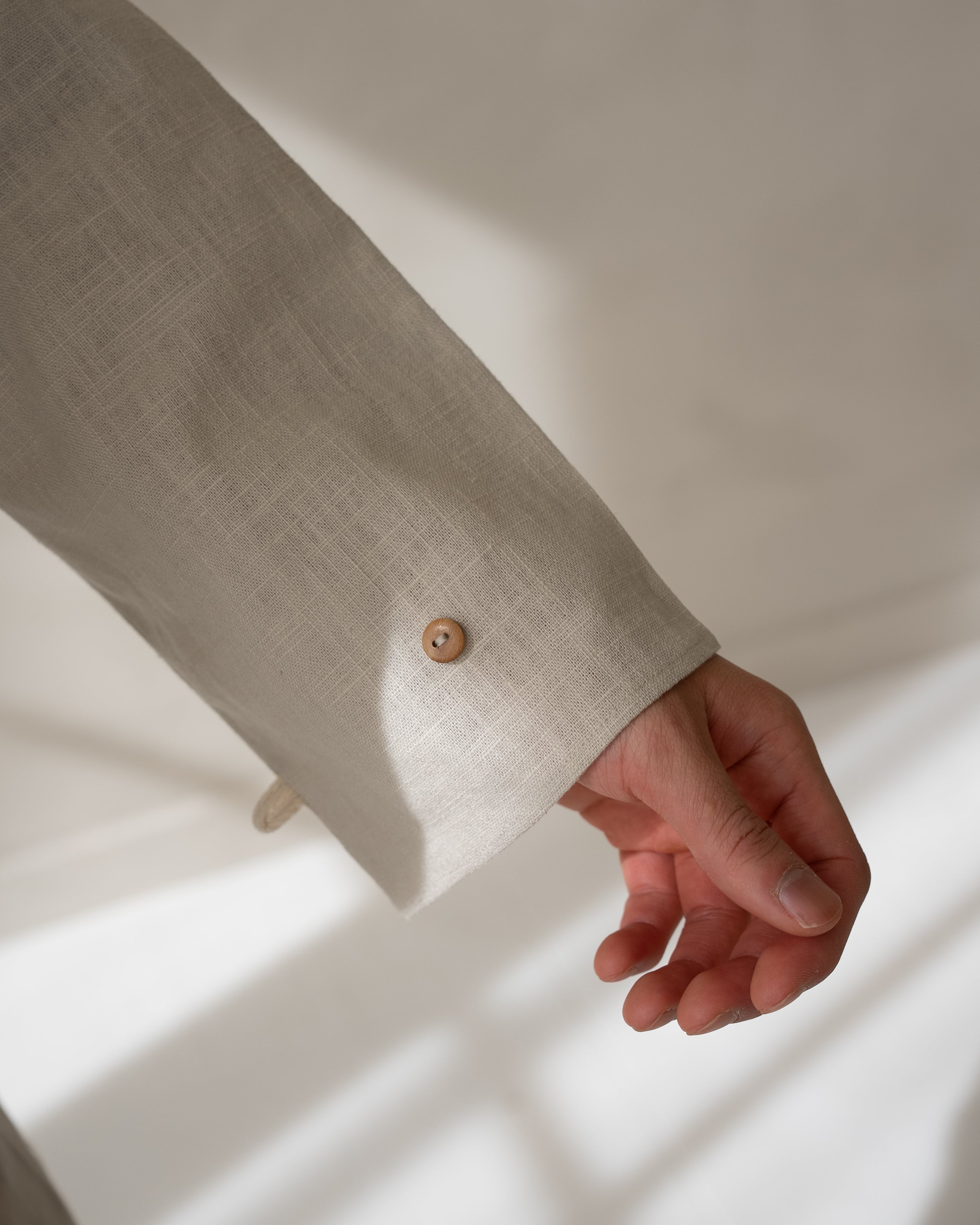 Sleeve beige pyjamas detail linen