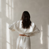 Short ecru organic linen sleep