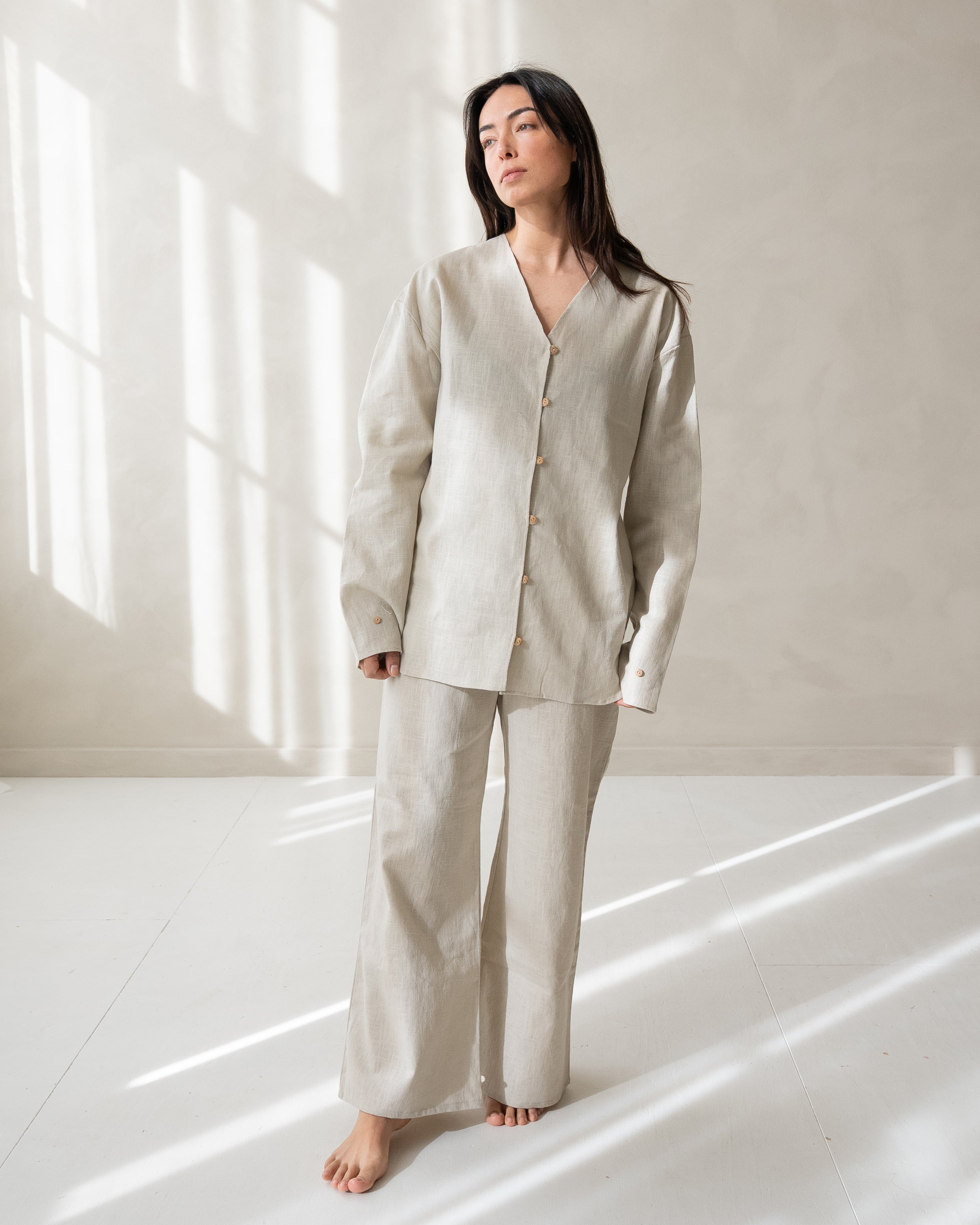 pyjamas set woman organic linen