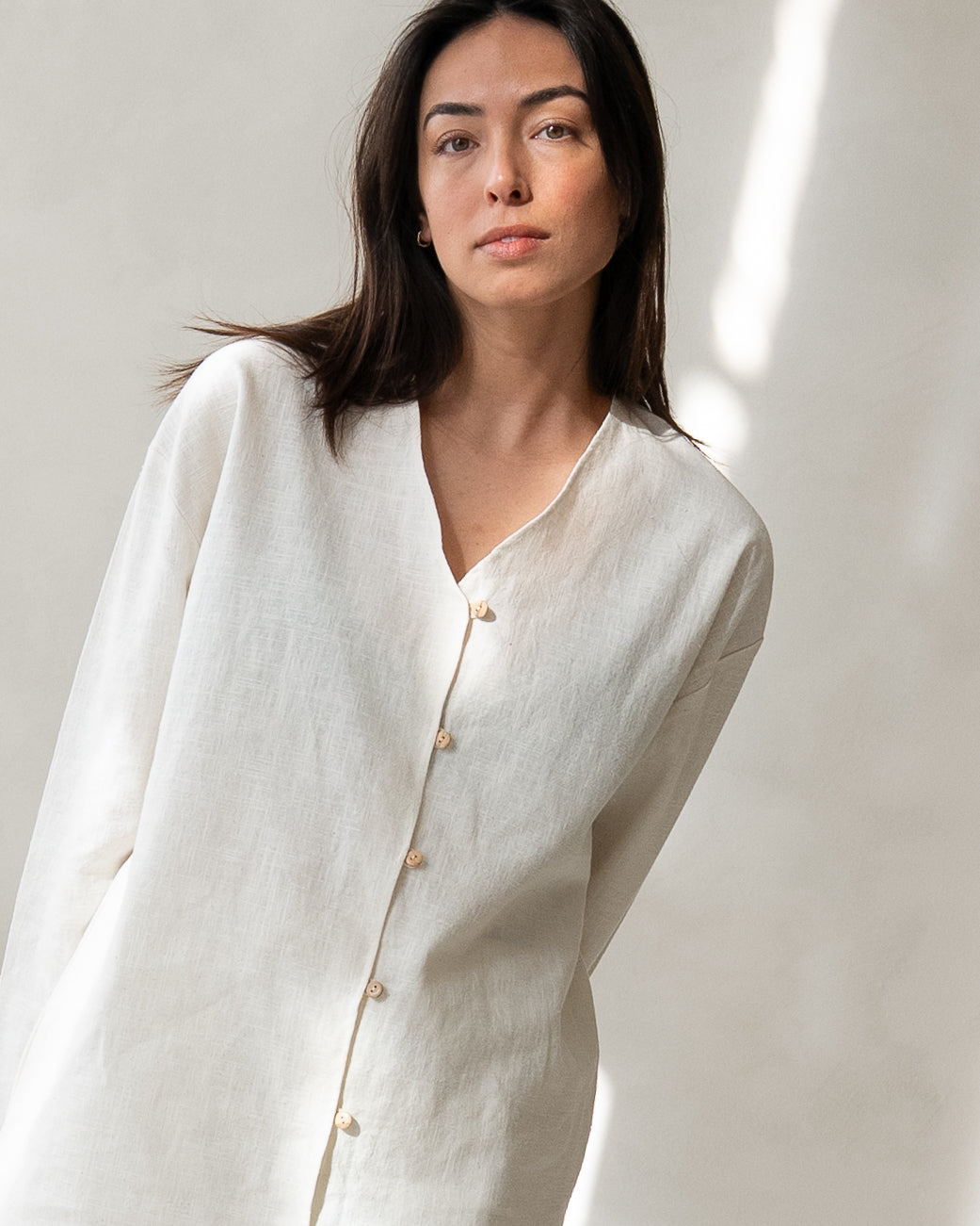 Organic linen pyjamas top woman