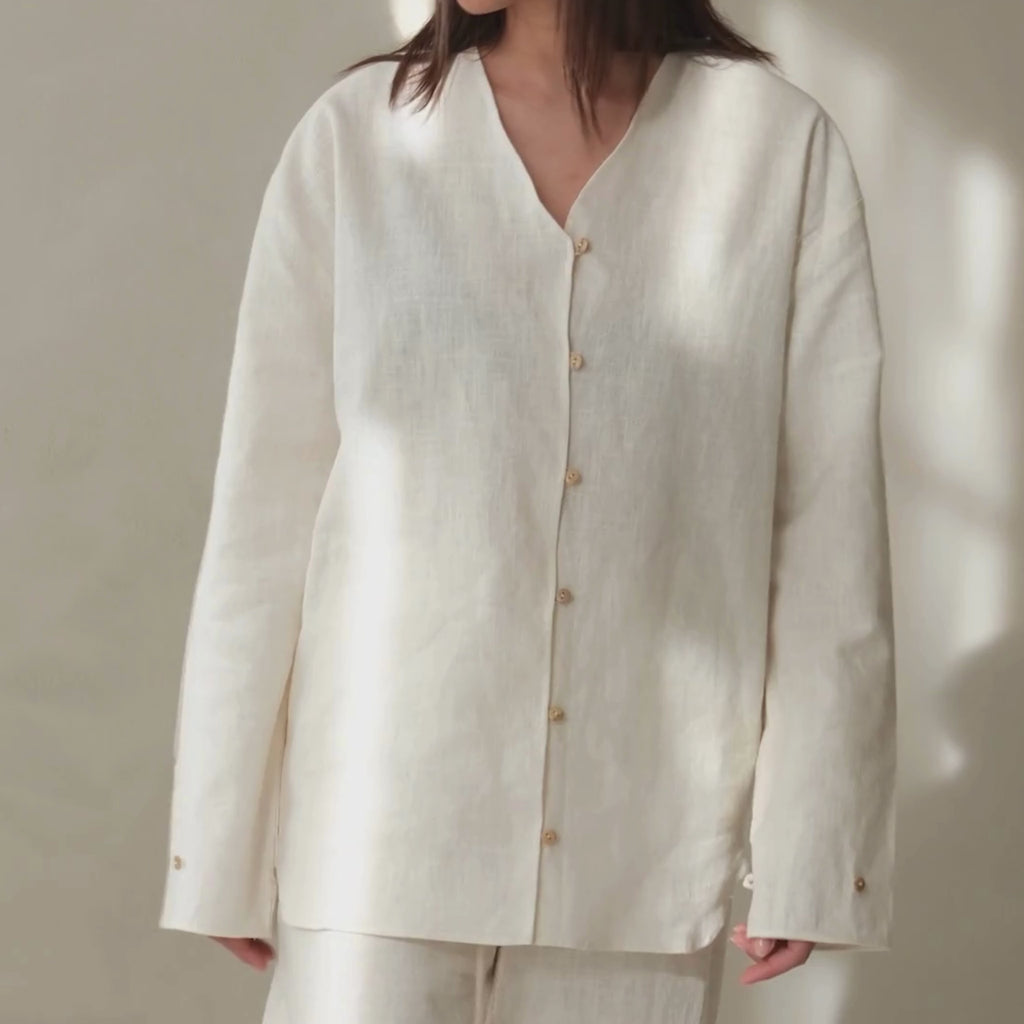 organic linen blouse sleepwear unisex design