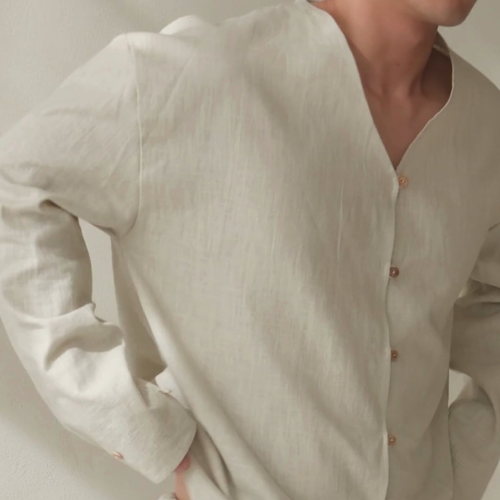 Blouse ecru sleepwear organic linen